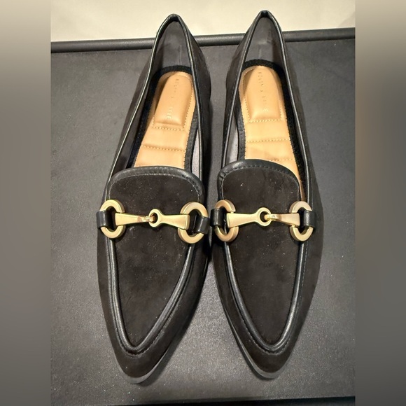 Kelly & Katie Shoes - Kelly & Katie Black Loafers with Gold Accent Business Casual Classy Versatile